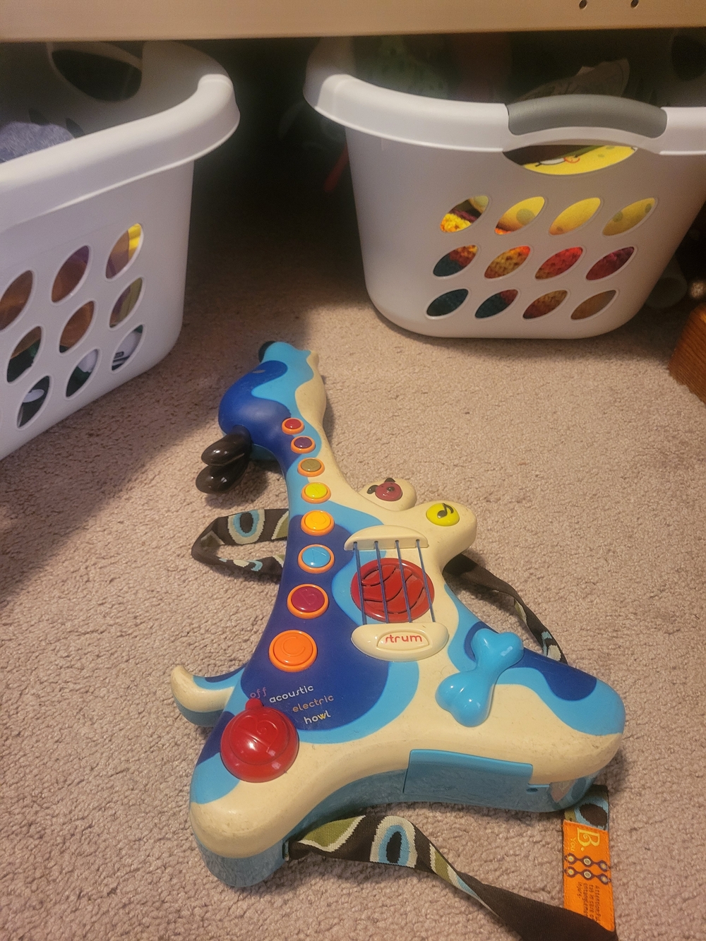 Kids Blue and Cream Electric Toy Dog Guitar